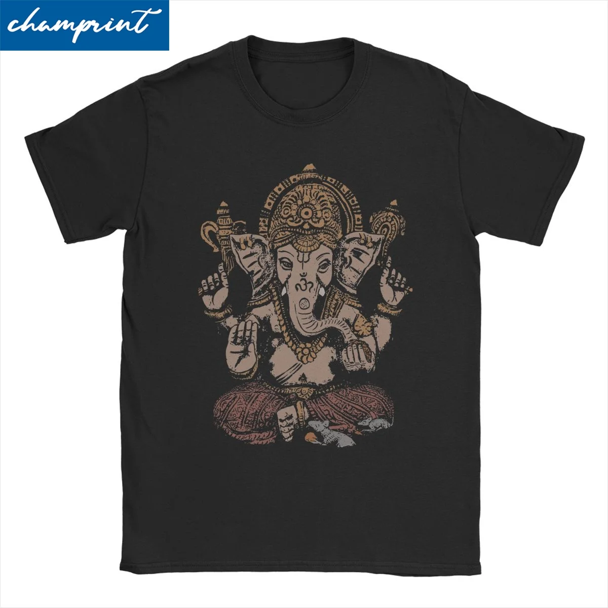 Men Women T-Shirts Ganesha 3D Vintage Cotton Tees Short Sleeve Shiva Hindu God India Lingam T Shirts Round Collar Tops Gift Idea