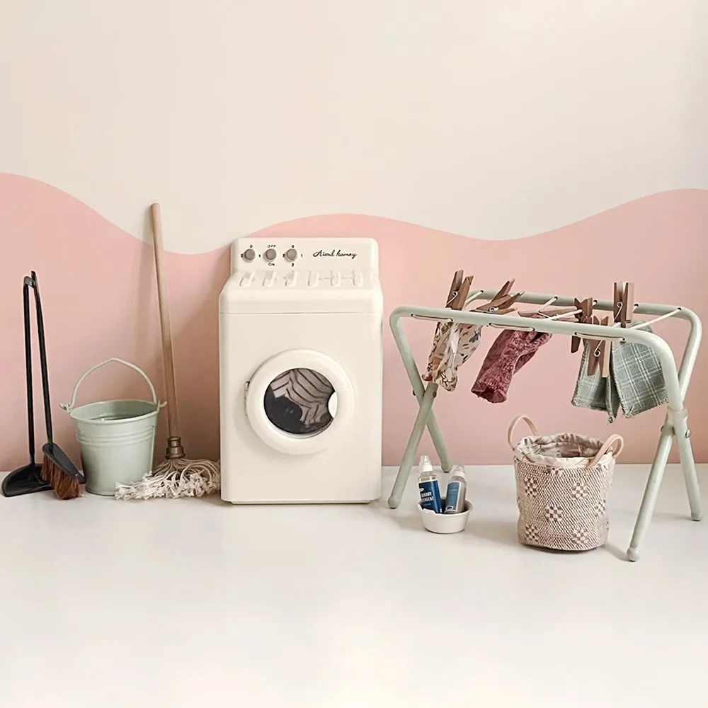 1/6 Doll House Model Furniture Accessories Metal Washing Machine Ironing Board Bucket Mop Bjd Ob11 Gsc Blyth Soldier Lol Decor
