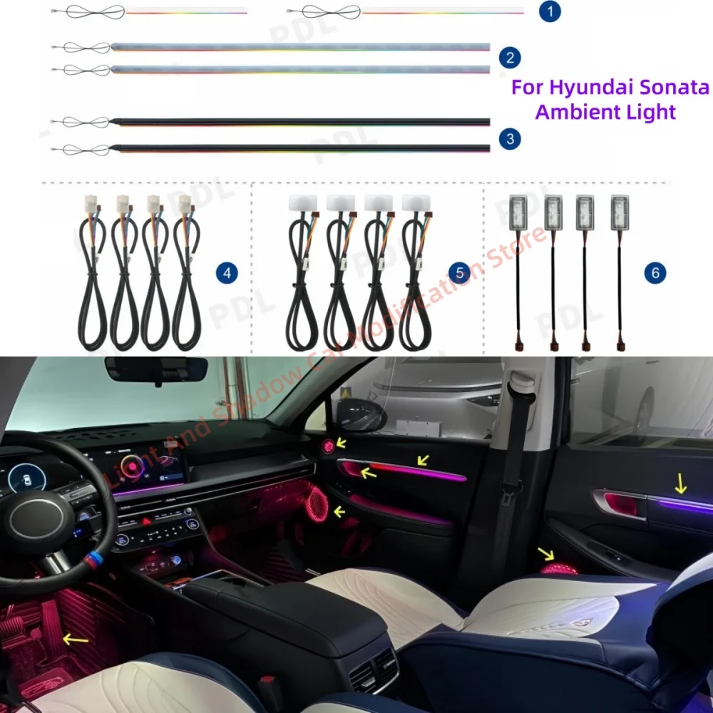 

For Hyundai 11th generation Sonata 64 colors atmosphere Lamp automotive interior lighting upgrade car accessories Glow Horn Ring