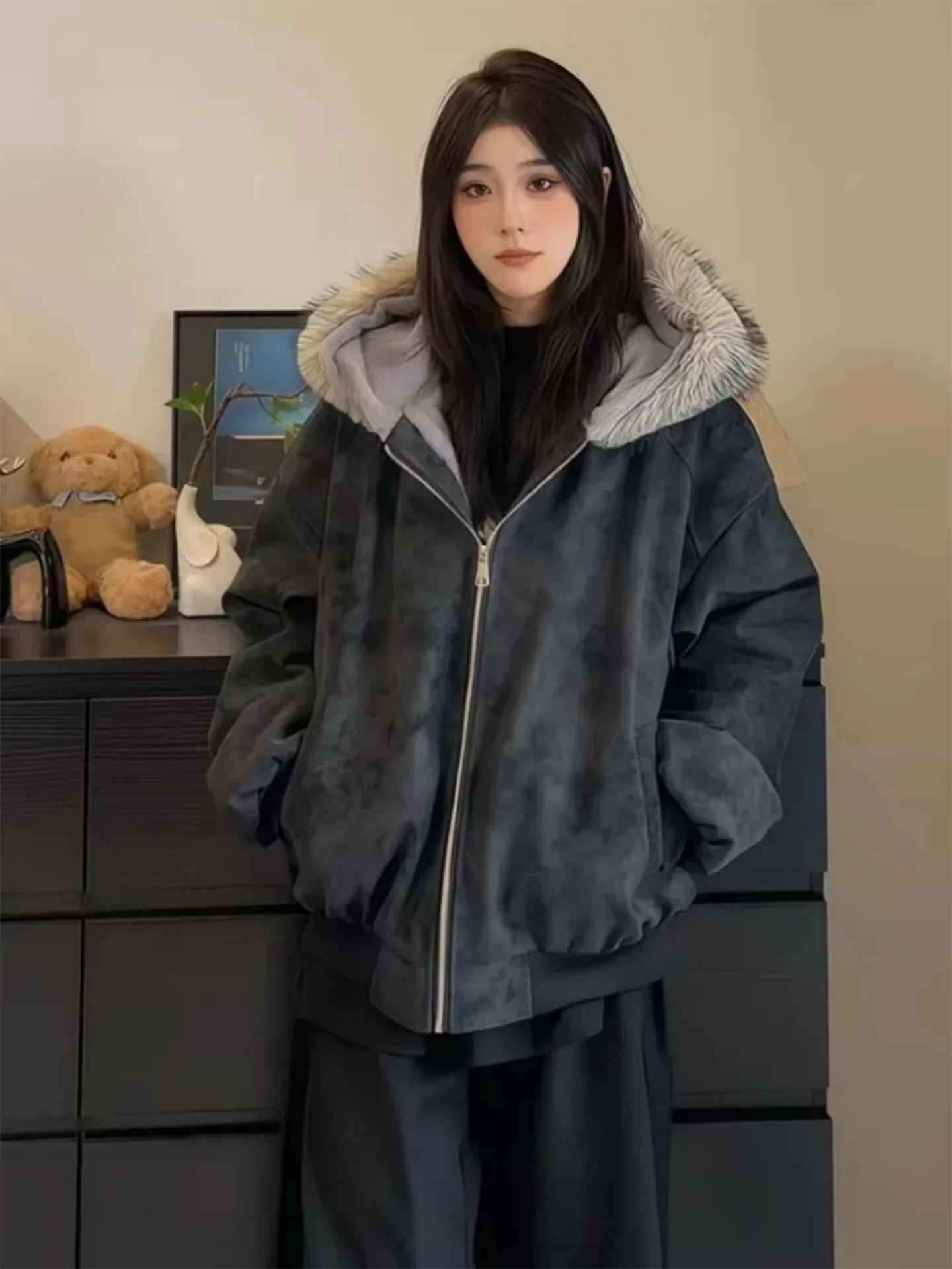 

Мужская зимняя куртка из бархатного хлопка Cleanfit Thiened Lamb с воротником из искусственного меха, пальто с капюшоном из искусственной кожи Mountain Eagle