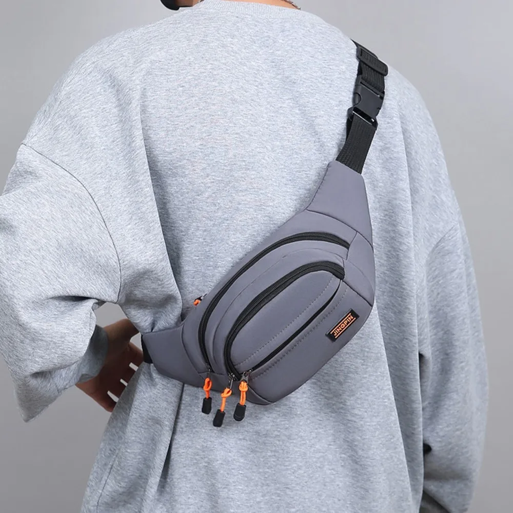 

Zipper Nylon Men Chest Bag Large Capacity Adjustable Strap Outdoor Waist Bag Japanese Style Durable Sports Walking Bag Men