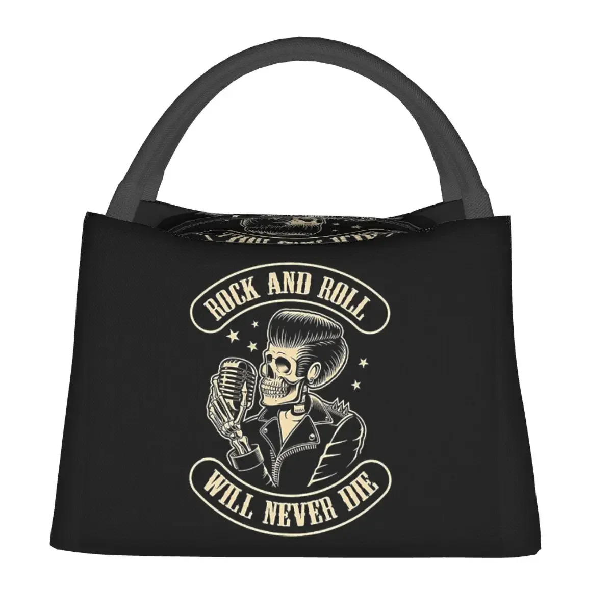 Rock Skull Rock N Roll Lunch Bags Insulated Bento Box Resuable Lunch Tote Picnic Bags Cooler Thermal Bag for Woman Work