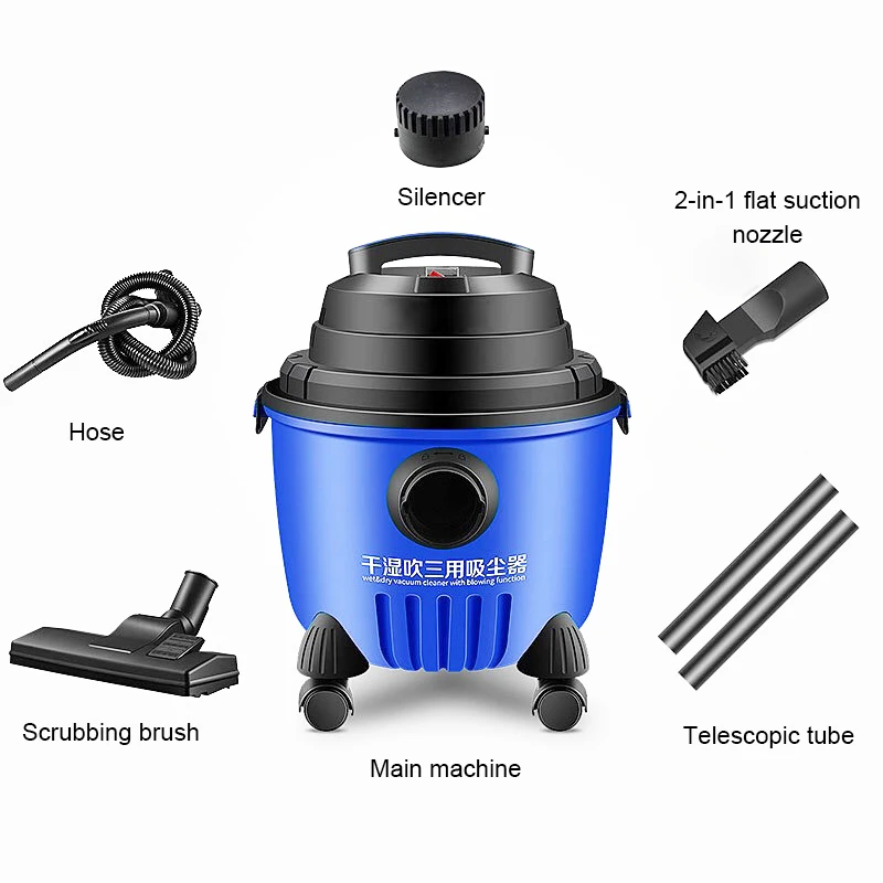 JIQI Vacuum Cleaner Hand Rod Dust Collector Barrel Type Dry&Wet Powerful Suction Aspirator Cleaning Sweeper Brush Dust Catcher