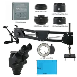 3.5X - 90X Zoom Simul Focal Industrial Trinocular Stereo Microscope 8.3MP 4K 1080P HDMI USB Video Camera +Spring Working Stand