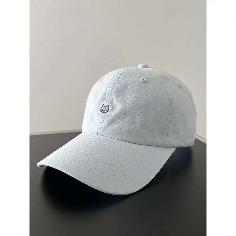 القط المطرزة قبعة بيسبول النساء السفر في الهواء الطلق قبعة تنوعا لينة بلغت ذروتها قبعة الرجعية الأزرق الداكن العصرية الرجال قبعة بيسبول #4