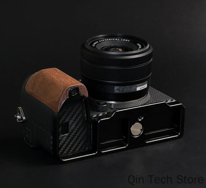 WoodCamera L Placa Hand Grip para Fujifilm XS20 Camp Base, Ebony Walunt, Quick Release, Arca Swiss Tripod Mount, Fotografia