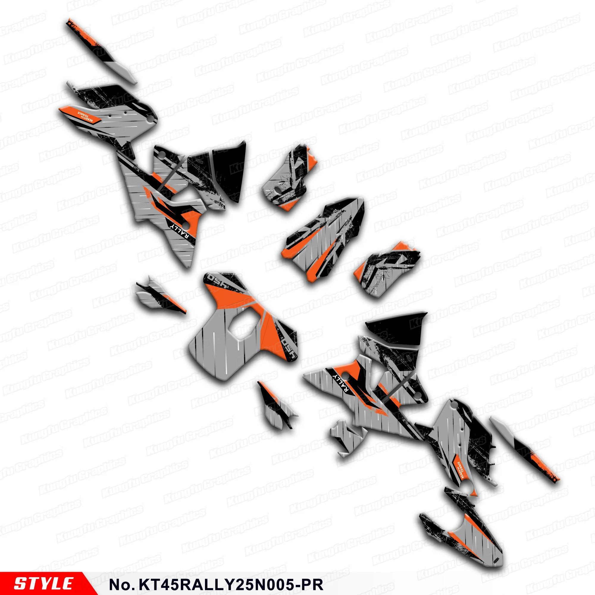 JY RACING Graphics Sheet Stickers Complete for 2025 2026 2027 KTM & Husqvarna 450 RALLY, Protector Grey, KT45RALLY25N005-PR