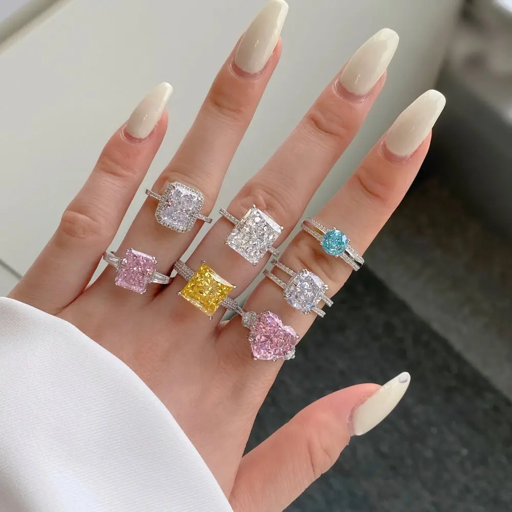 

Valuable Created Moissanite Diamond Ring 100% Real 925 sterling silver Party Wedding band Rings for Women Engagement Jewelry
