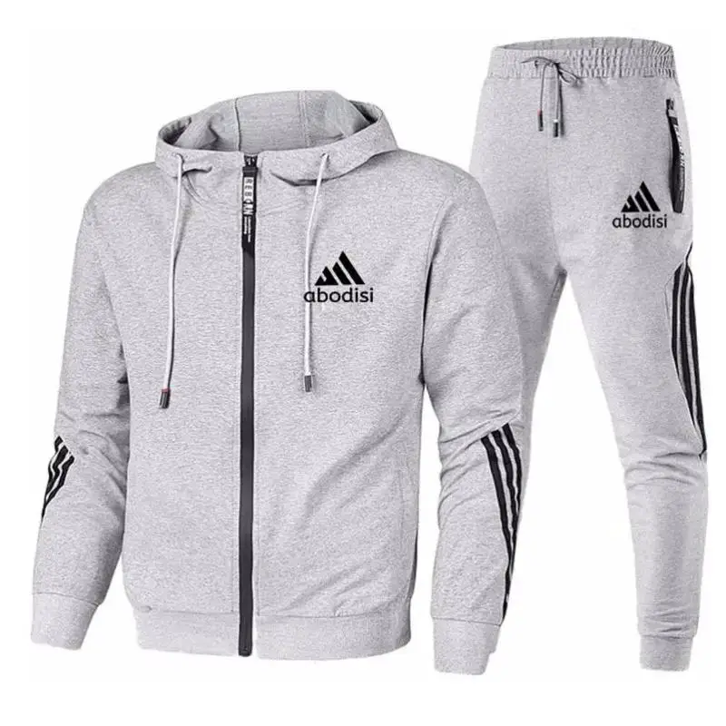 Ensemble de sweats à capuche et de pantalons College Triple Slant pour hommes, marque de luxe, vêtements de fitness pour hommes, survêtements de sport à fermeture éclair