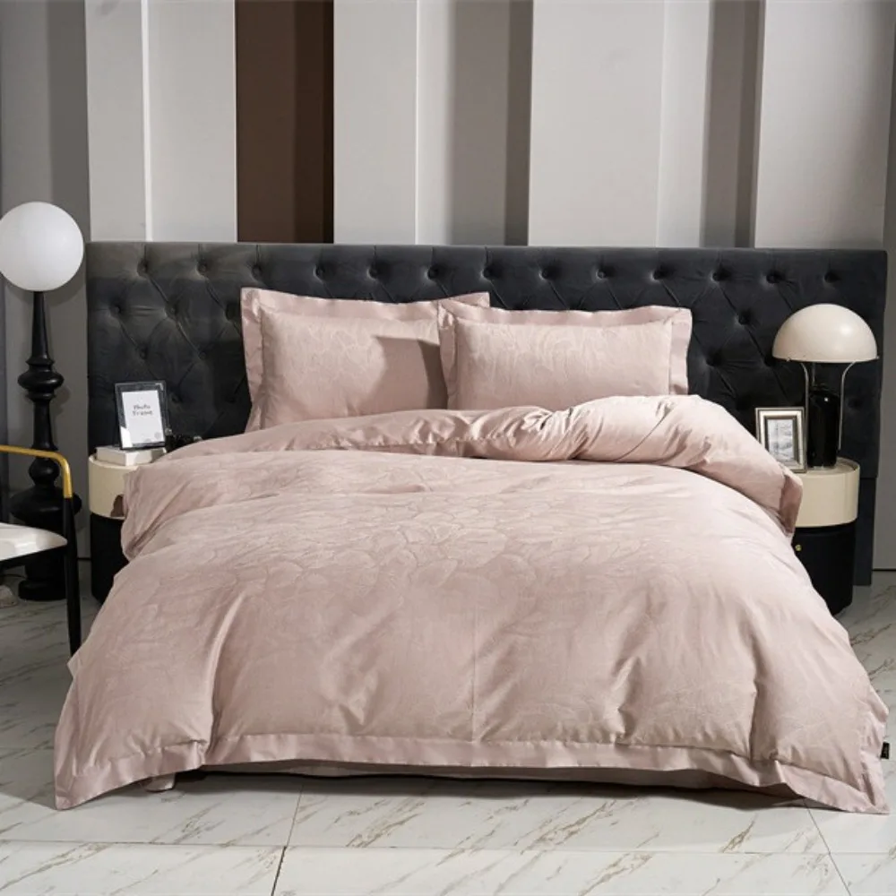 Light Luxury Jacquard Four Piece Bedding Set Simple Stylish Skin Friendly Breathable Universal for All Seasons Bed Sheet Style
