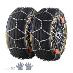 SucceBuy Auto Tightening Snow Chains Anti-slip Manganese Alloy Steel Emergency Tire Chains for Cars Pickups SUVs Trucks, 2 PCS
