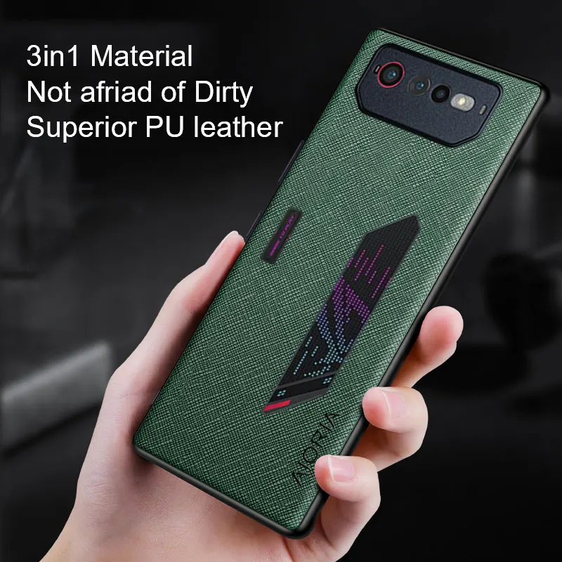 Luxury leather case for Asus ROG Phone 6d, with cross pattern, for ROG Phone 6 - view 4