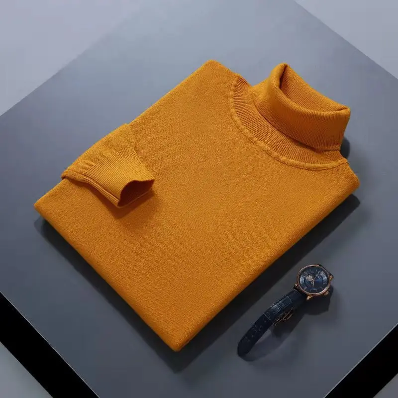 Jersey de cuello alto de mezcla de algodón y Cachemira para Hombre, Jersey de cuello alto para Otoño e Invierno 2025, Jersey para Hombre, Jersey de punto para Hombre
