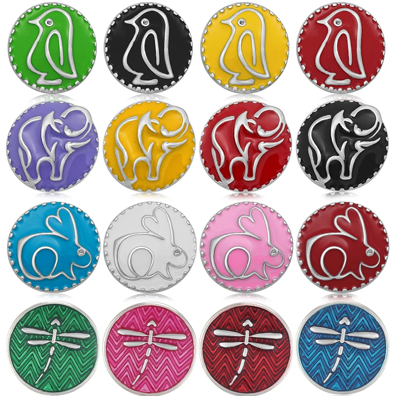 Beauty colorful oil droplets Animals Rabbit Elephant penguin 18mm snap buttons for DIY 18mm snap jewelry Accessories Women Gift