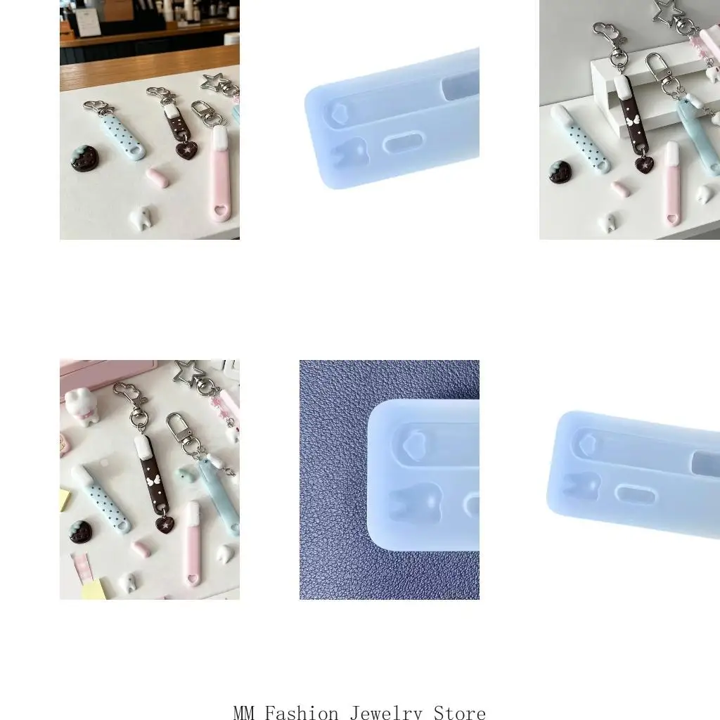 Cake Decorating Silicone Mold Toothbrush Design Pendant Mold for Chocolate Shapes, Dental Theme Keychains Decorations D0UB