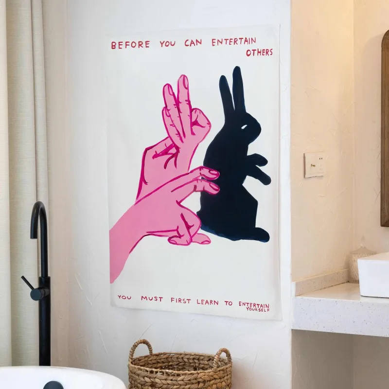 VIKAMA American-Style Middle Finger, Trendy And Cool Text Tapestry, Funny Bedroom And Living Room Background Fabric, Home Decor