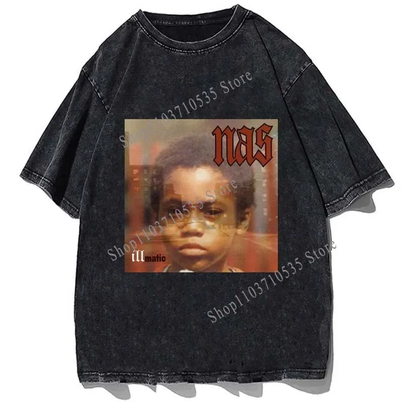 Rapper NAS Illmatic Graphic Tshirt High Quality Cotton Oversized Vintage 90s Short Sleeve Shirt Men Hip Hop Streetwear Tees Tops