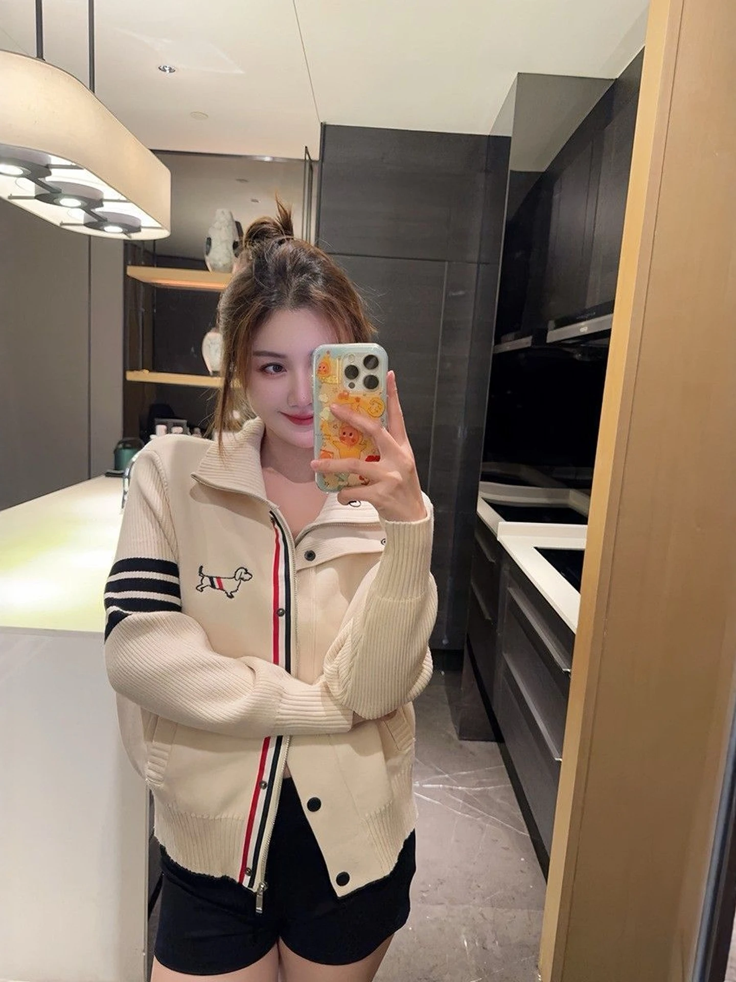 Autumn Winter Korean Style College Fashion Long Sleeve Embroidery Stand Collar Slim Fit Knitted Open Cardigan Women's Sweater...