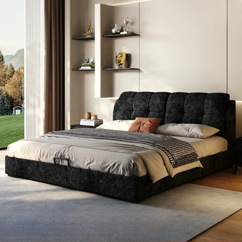 &Soft Packaging 1.8m Double Bed Cotton And Linen Master Bedroom Modern Bed 2 People Marriage King Size Frame Bedroom Furniture