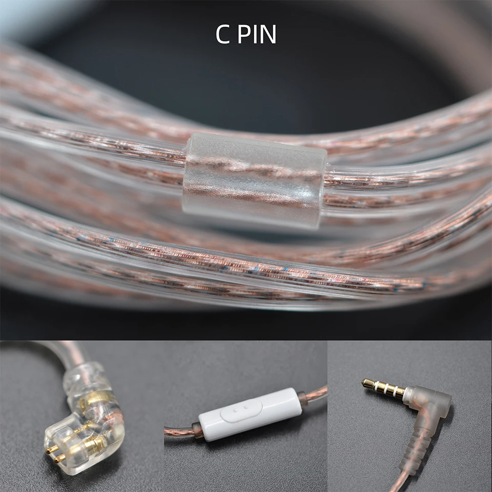 Original KZ Kopfhörerkabel aus Sauerstofffreiem Kupfer mit Optionalem Mikrofon und 3,5-mm-Stecker 2PIN – Detail 2