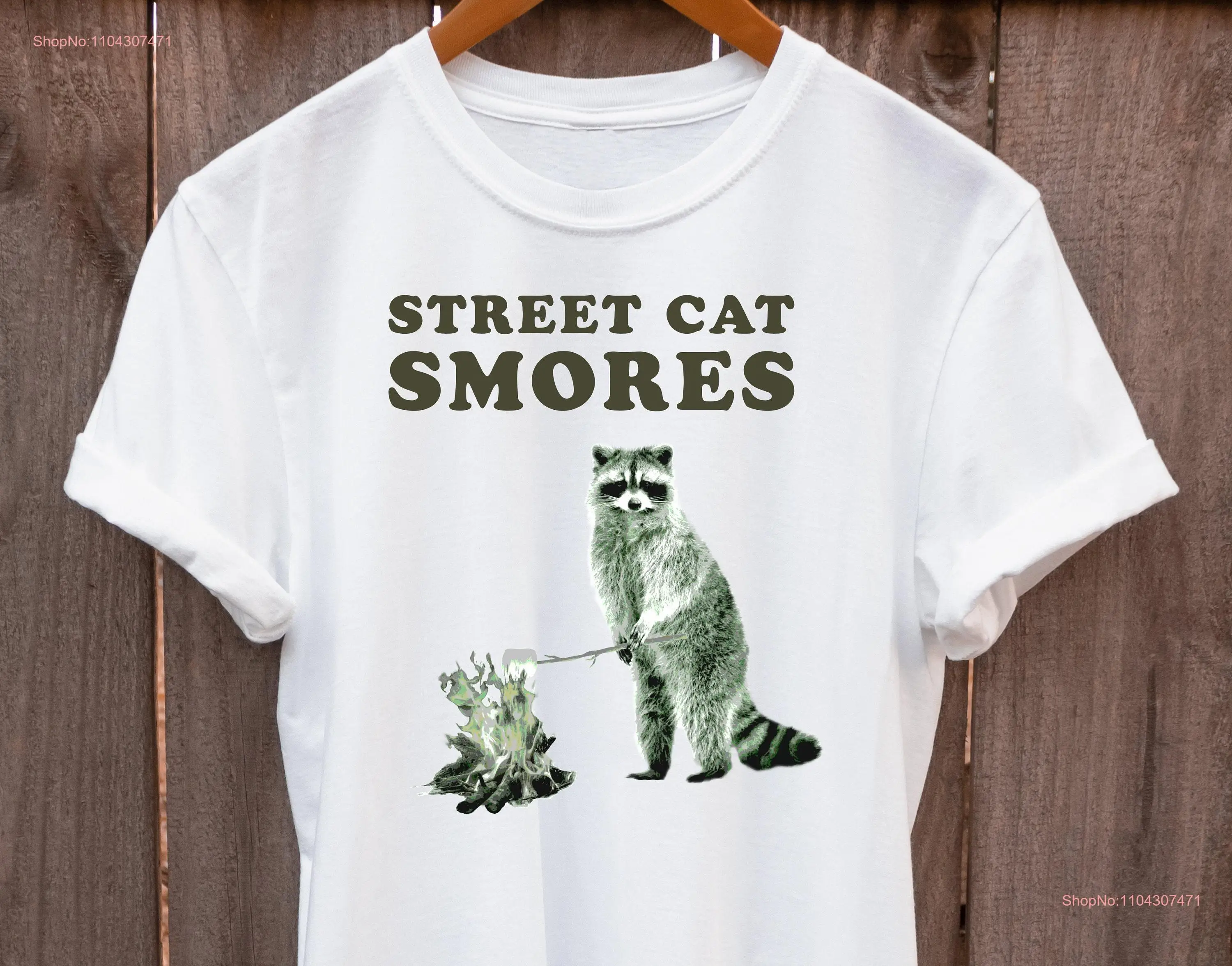 Street Cat Smores funny Racoon meme T Shirt Retro Adult unhinged Raccoon long or short sleeves