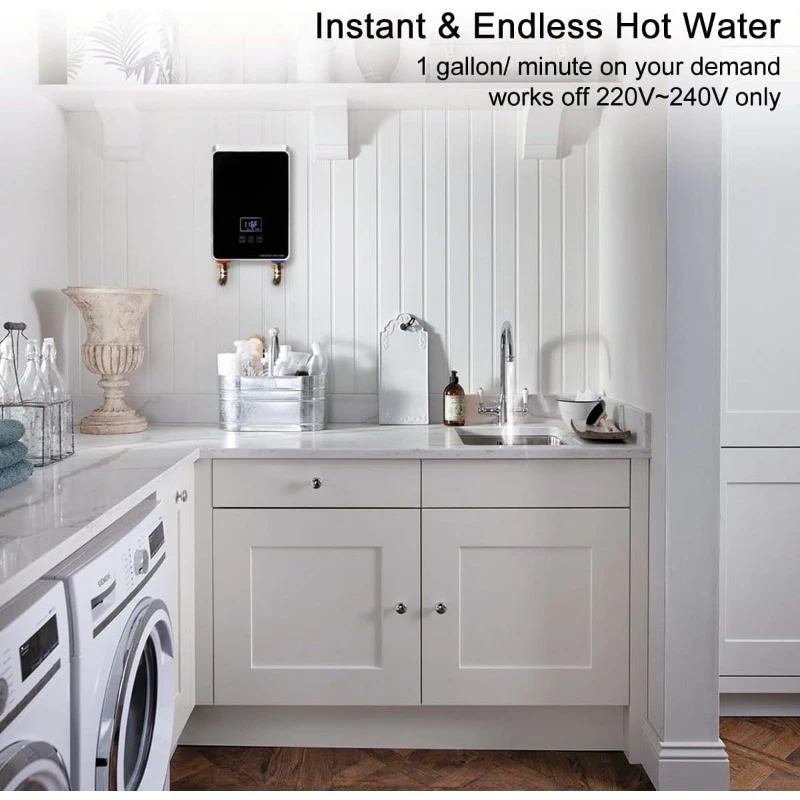

Tankless Water Heater Electric 240V, On Demand Hot Water Heaters Digital Display 5.5kW,Electric Instant Hot Water Heater