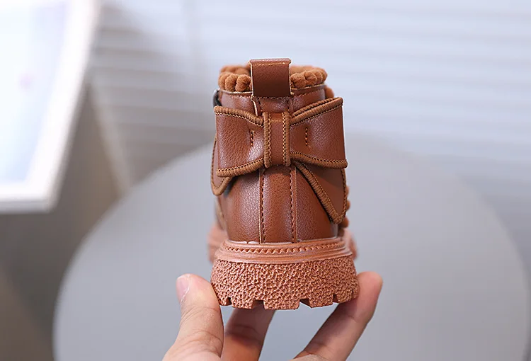 Herbst Mädchen Stiefeletten mit Rückenschleife Kinder Kurzstiefel Weiche Sohle 2026 Neue Mädchen Prinzessinnen-Lederstiefel mit Seitenreißverschluss – Detail 10