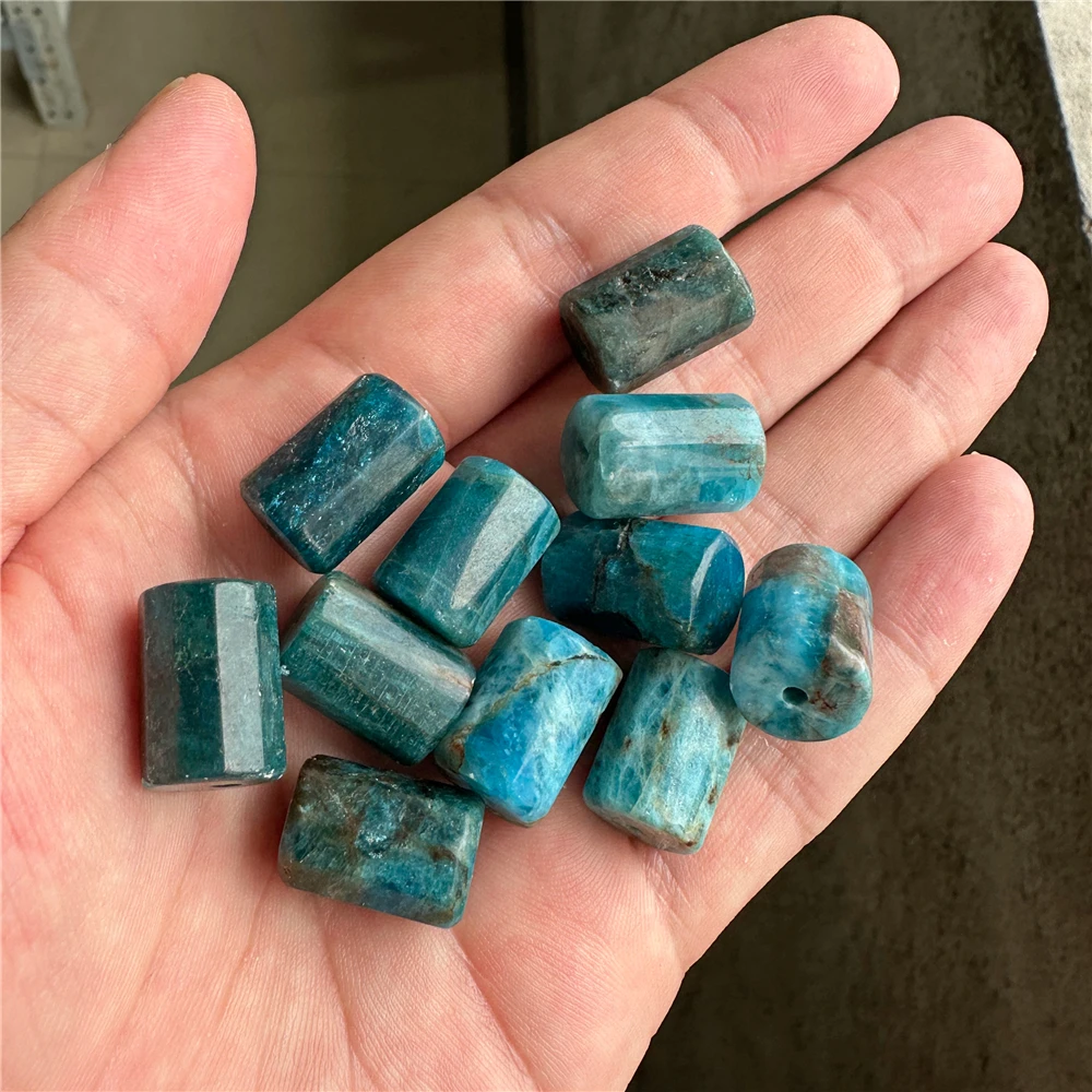 12x18MM Natural Apatite Stone Beads Blue Spacer Loose Tube Crystal Beads for Jewelry Making DIY Bracelet Handmade Accessories