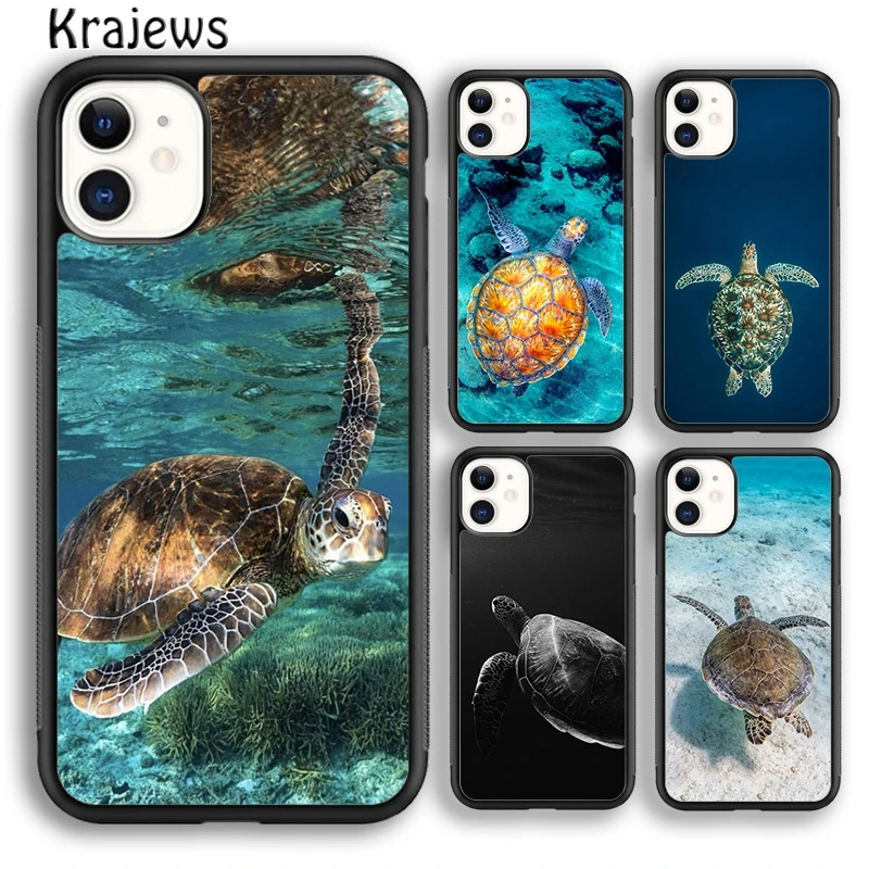 Krajews Cute Sea Turtle Tortoise Drawing Phone Case For iPhone 16 15 SE2020 14 6 7 8 plus 11 12 13 pro max coque Shell Fundas