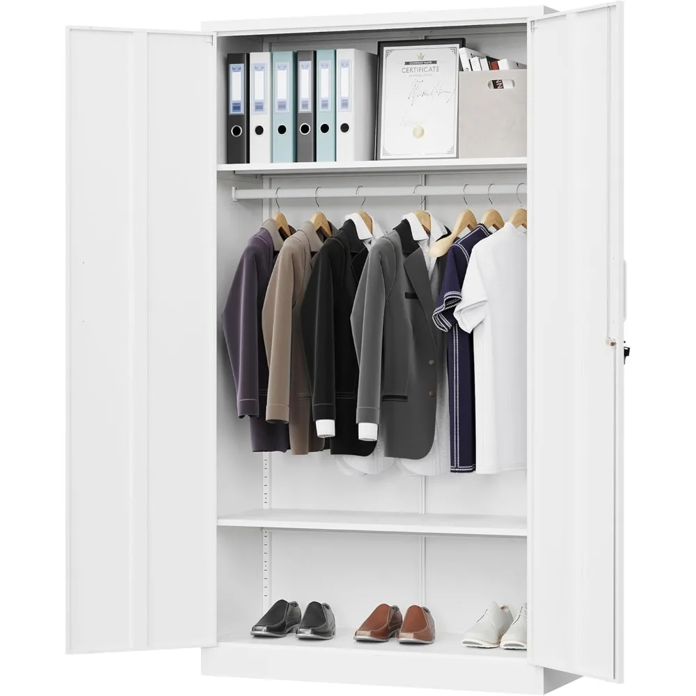 

Metal Wardrobe Cabinets with Lock,Clothing Locker 72" X 36" X 18" Storage Cabinets for Home Room,Fire Department, School, Emplo