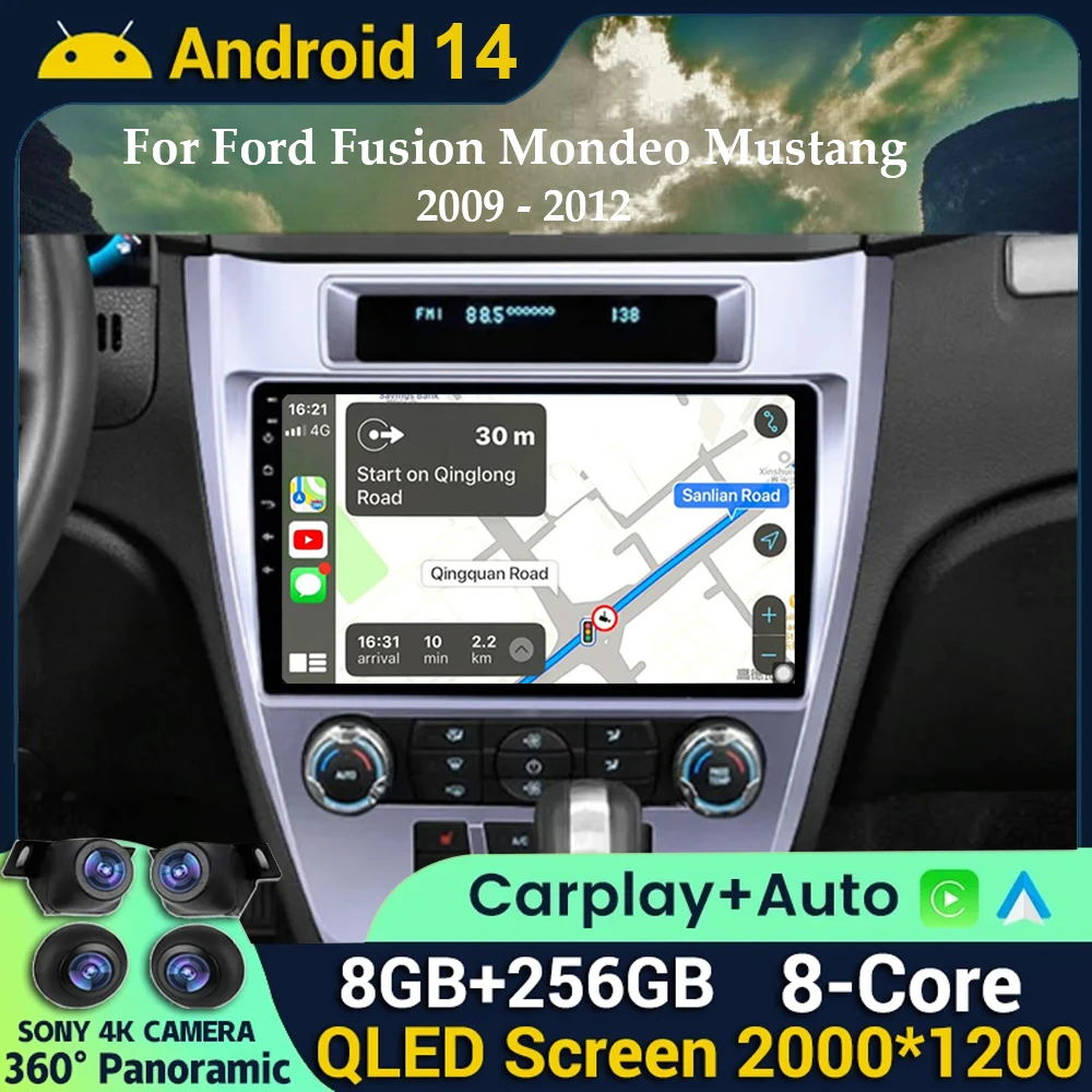 Android 14 For Ford Fusion Mondeo Mustang 2009 2010 2011 2012 Car Radios Audio GPS Stereo Auto Radio Carplay Android Auto QLED