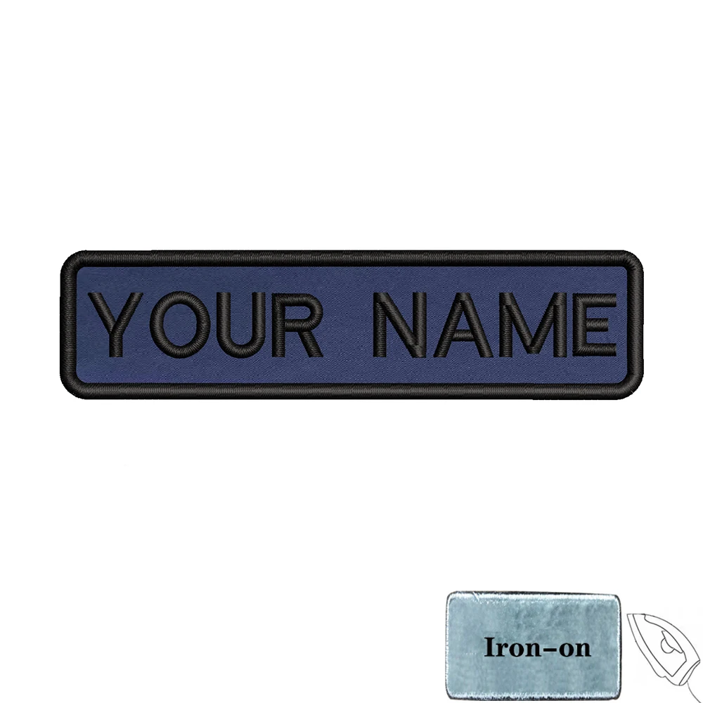 10 x2.5cm blu Navy ricamo nome personalizzato testo Patch strisce distintivo ferro su o toppe di supporto blu scuro scuro