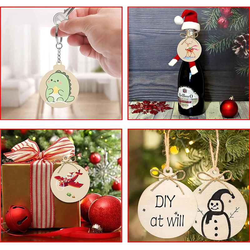 50pcs DIY Wooden Christmas Decoration Round Blank Wood Slices Creative Wooden Party Decoration Indoor Ornament Wood Piece
