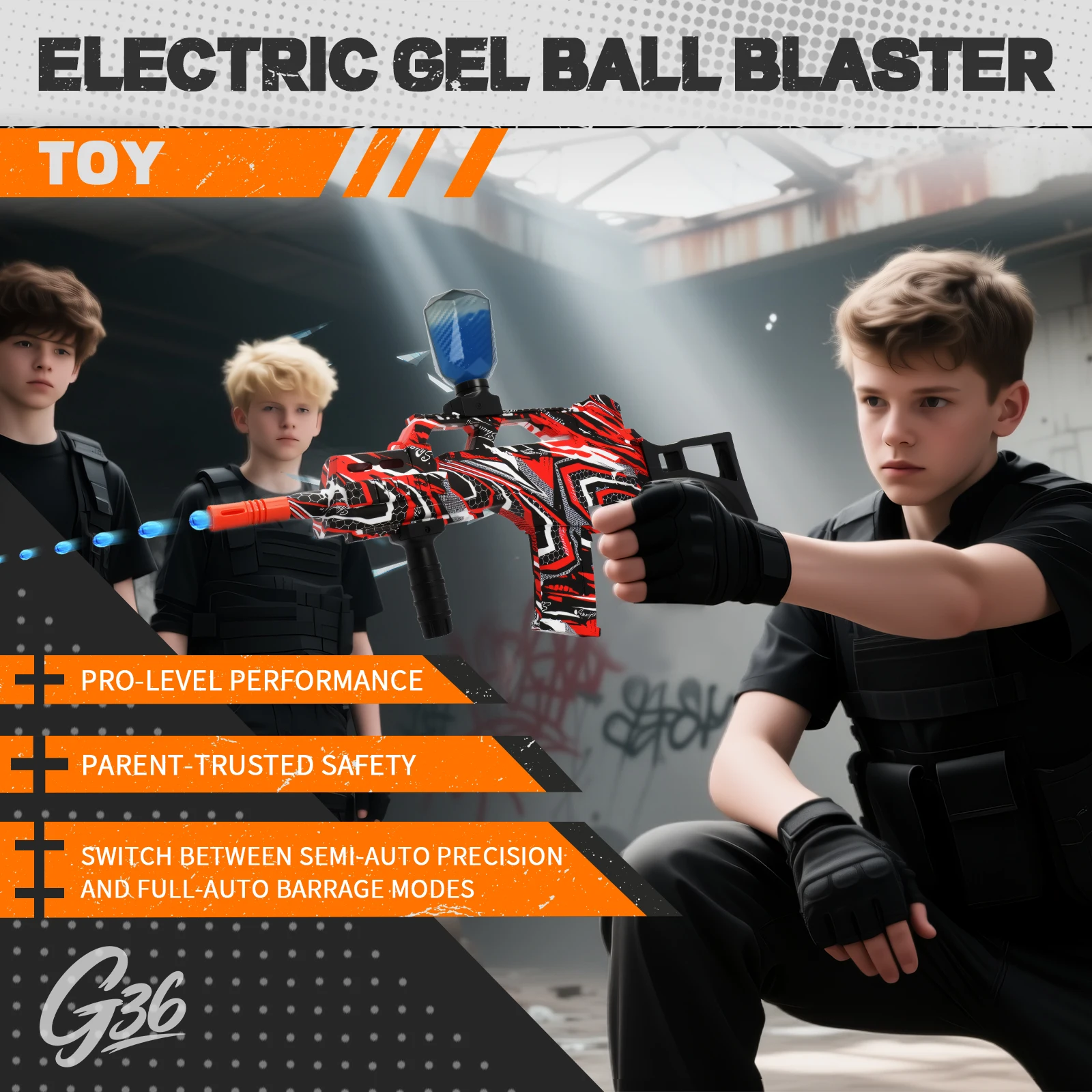 ปืนเจลไฟฟ้า, แว่นตาและโหมดคู่, ของเล่นเป็นมิตรกับสิ่งแวดล้อมสำหรับการต่อสู้เป็นทีม (อายุ 14 ปีขึ้นไป)