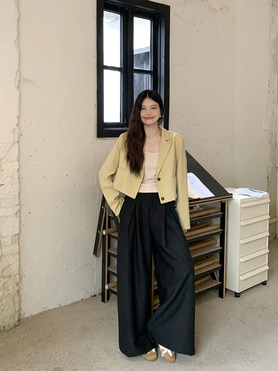 

Женский корейский жакет Linyunyun желтого цвета с асимметричным подолом, модный, для весенне-осеннего сезона