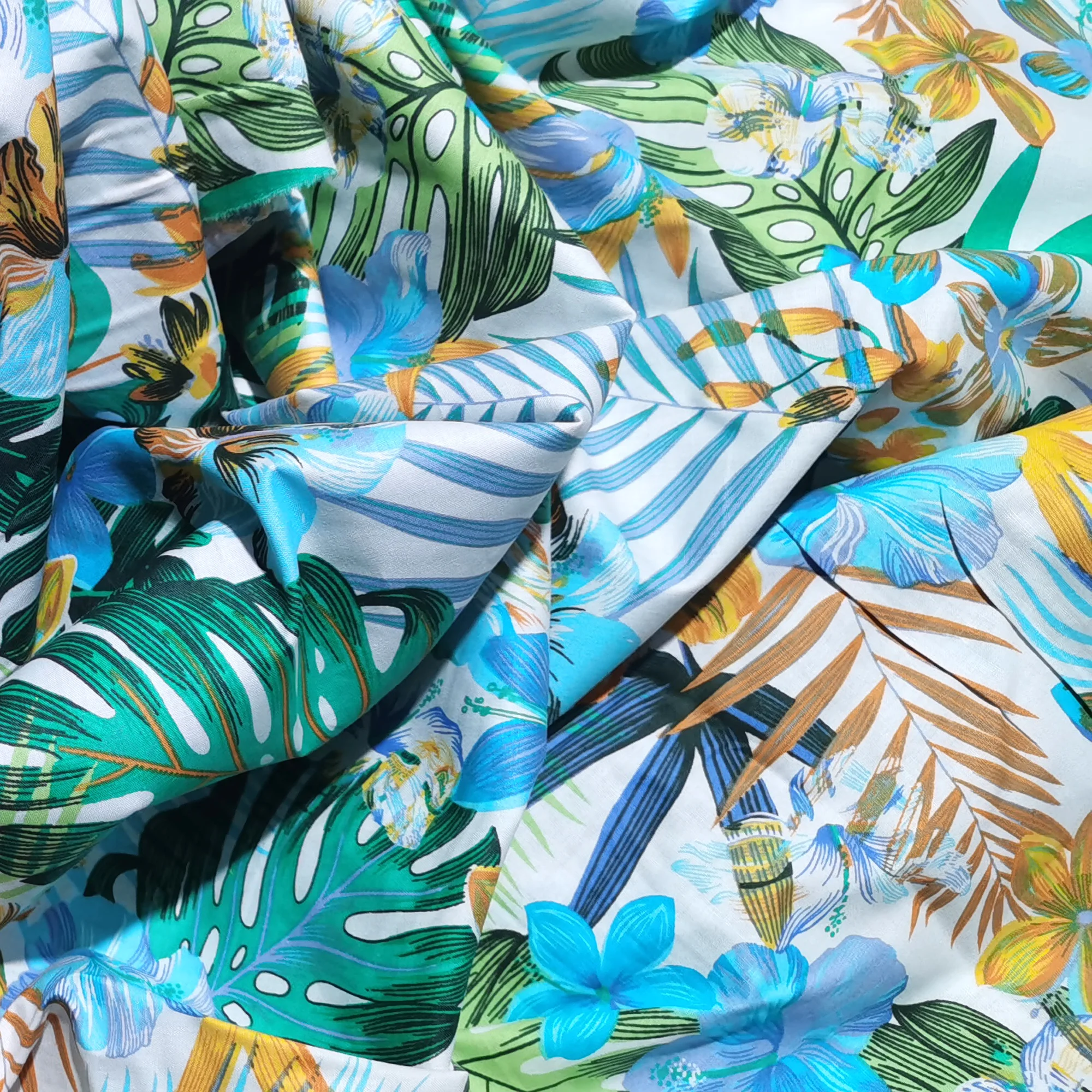 1M/2M/5M 100%Cotton Poplin printed fabric tropical style DIY hand sewn summer beach pants children\'s clothing hat dress cloth