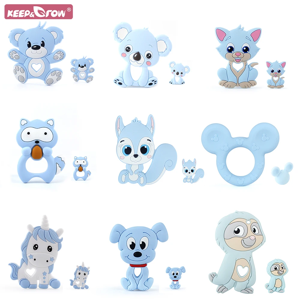 

Keep&Grow 2Pcs/Set Silicone Teether beads Cartoon Koala Unicorn Baby Teether Food Grade Toys For DIY Necklace Accessorie