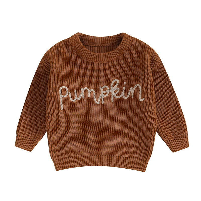 Toddler Baby Girl Boy Knit Sweater Round Neck Long Sleeve Pullover Sweatshirt Fall Winter Clothes