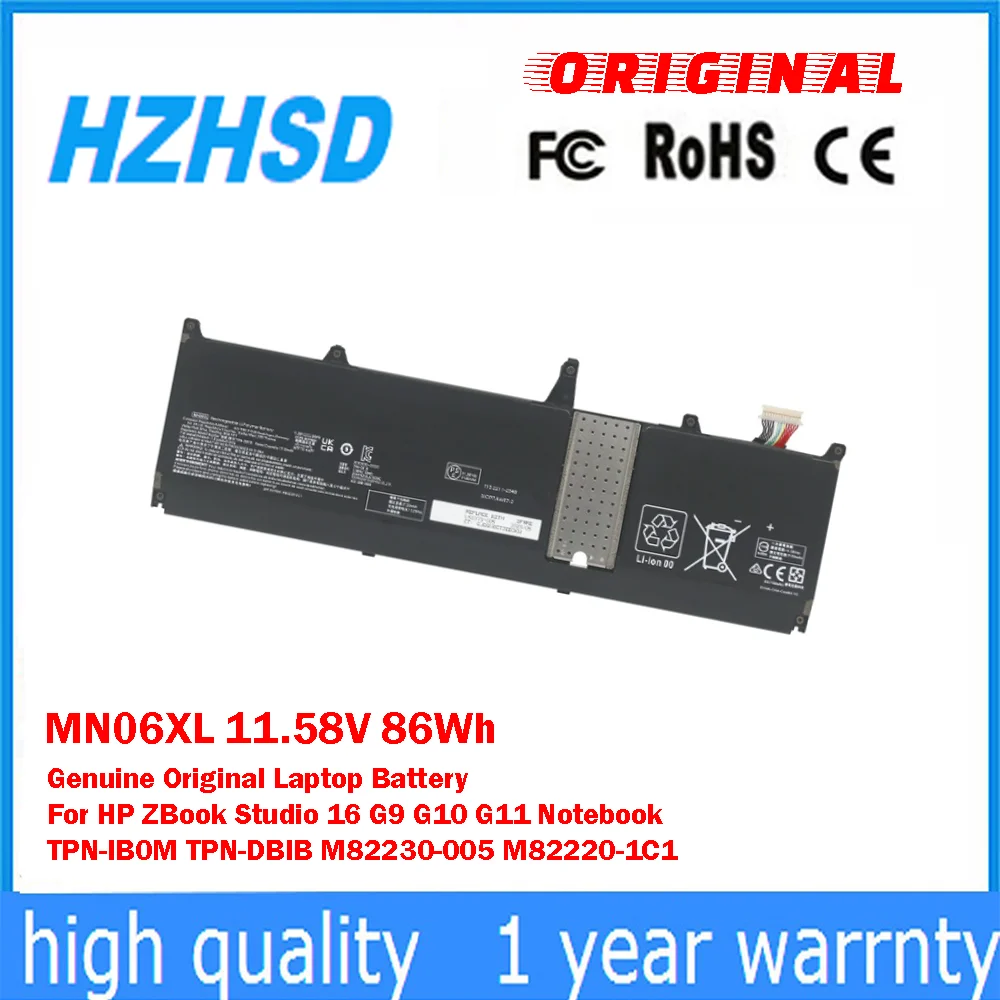 

MN06XL 11.58V 86Wh Genuine Original Laptop Battery For HP ZBook Studio 16 G9 G10 G11 Notebook TPN-IB0M TPN-DBIB M82230-005