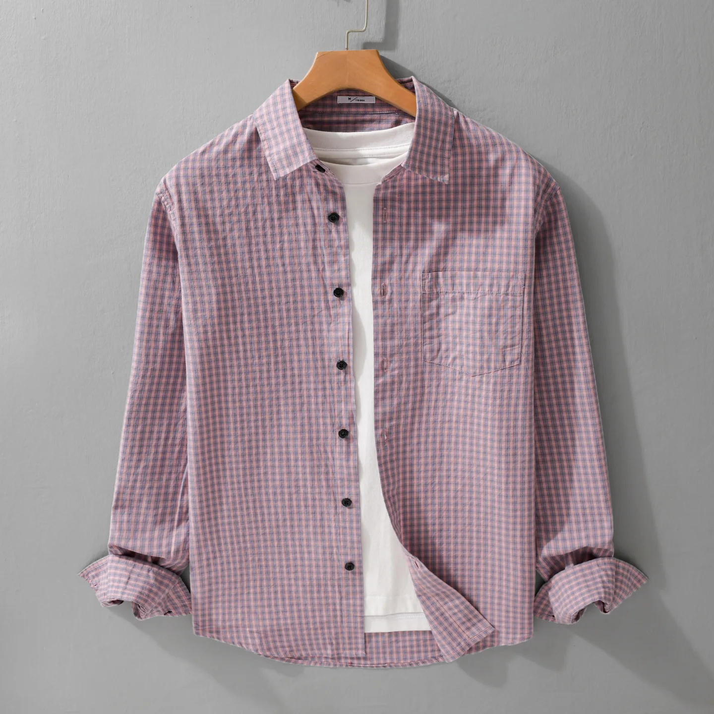 

England Style Fine Plaid Shirt Men Long Sleeve Casual Shirts Spring Fall Pure Cotton Button Up Shirt with Pocket Comfort Tops