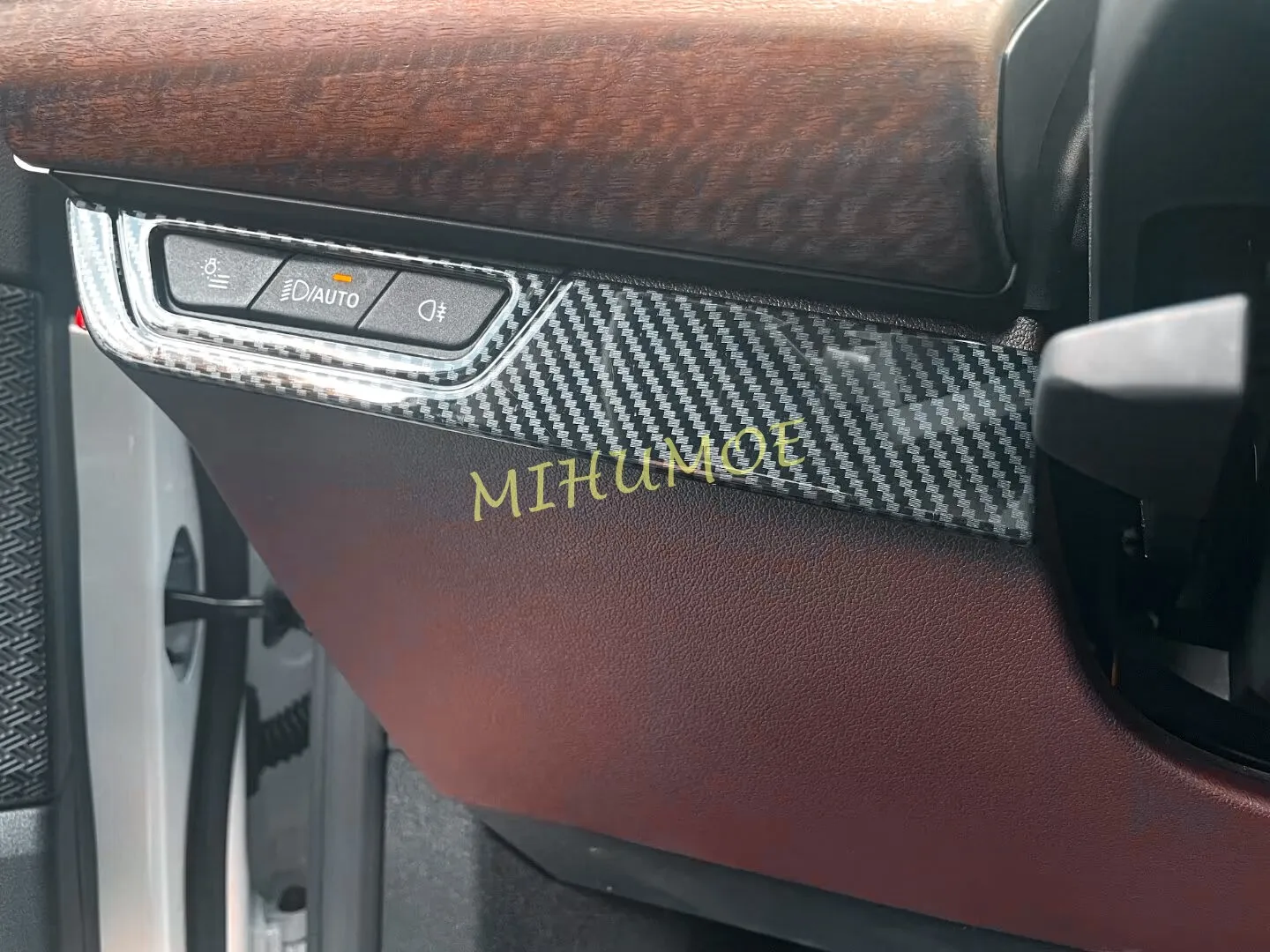 Carbon Fiber Car Center Console Head Light Headlight Switch Button Cover Frame Trim For BMW X1 iX1 X2 iX2 2024 2025 2026 LHD&RHD