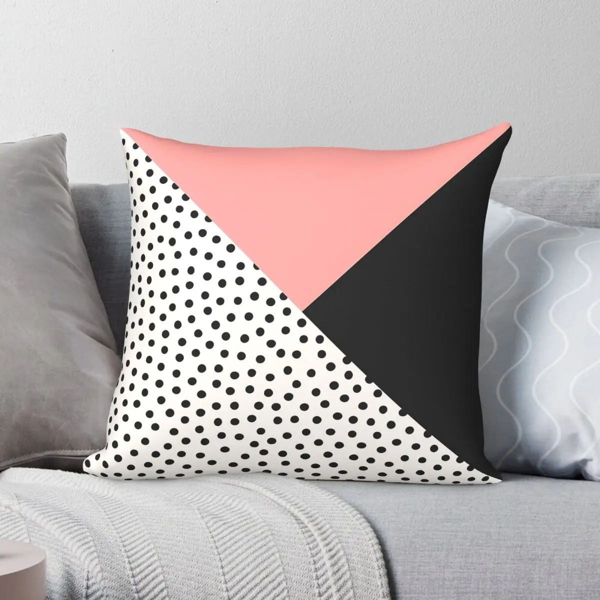 Dots Colors Rose Charcoal Square Pillowcase Polyester Linen Velvet Pattern Zip Decor Sofa Seater Cushion Case