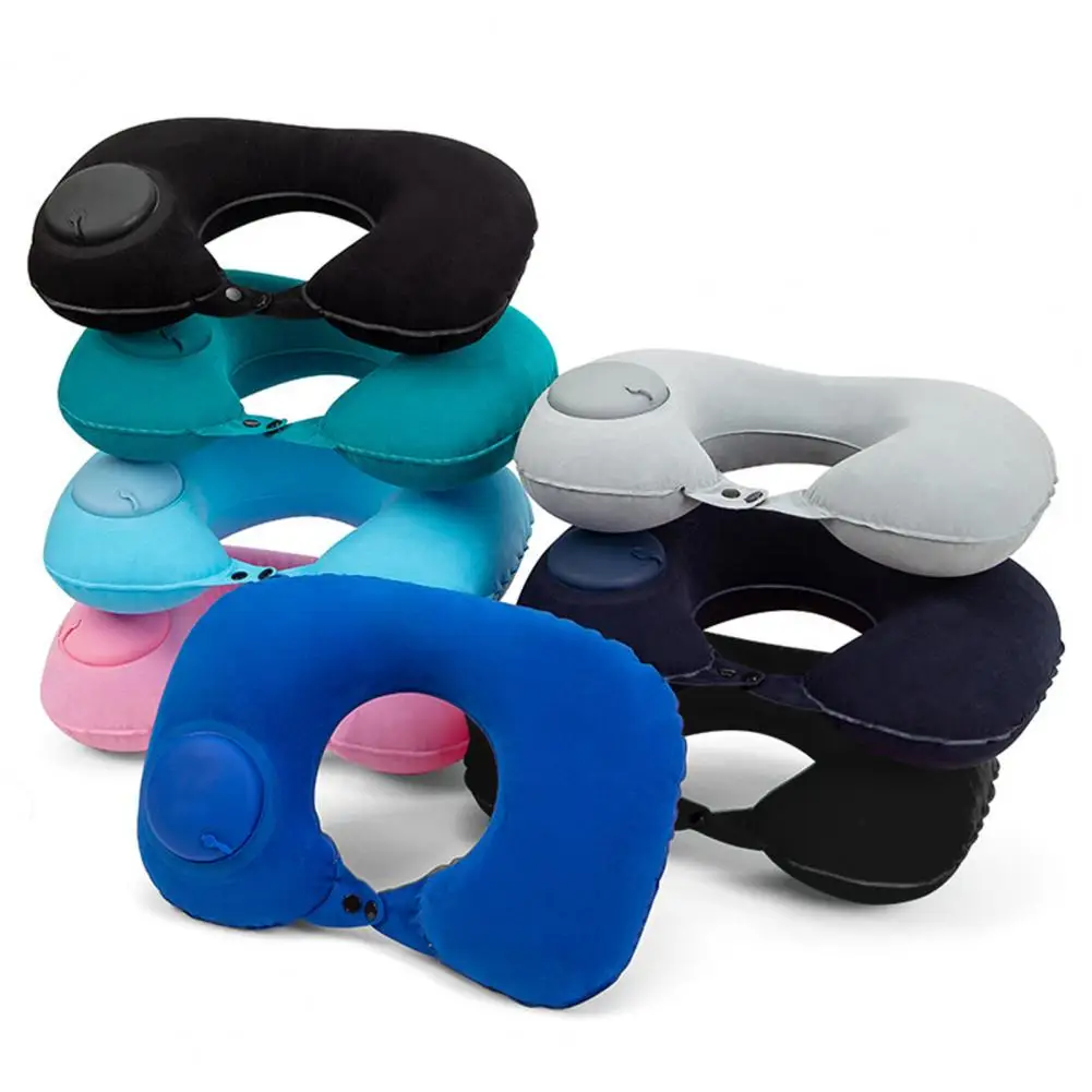 Inflatable U-shaped Pillow Adjustable Double-Buckle Pillow Soft Press-Type Travel Airplane Driving Neck Support Comfort Pillow