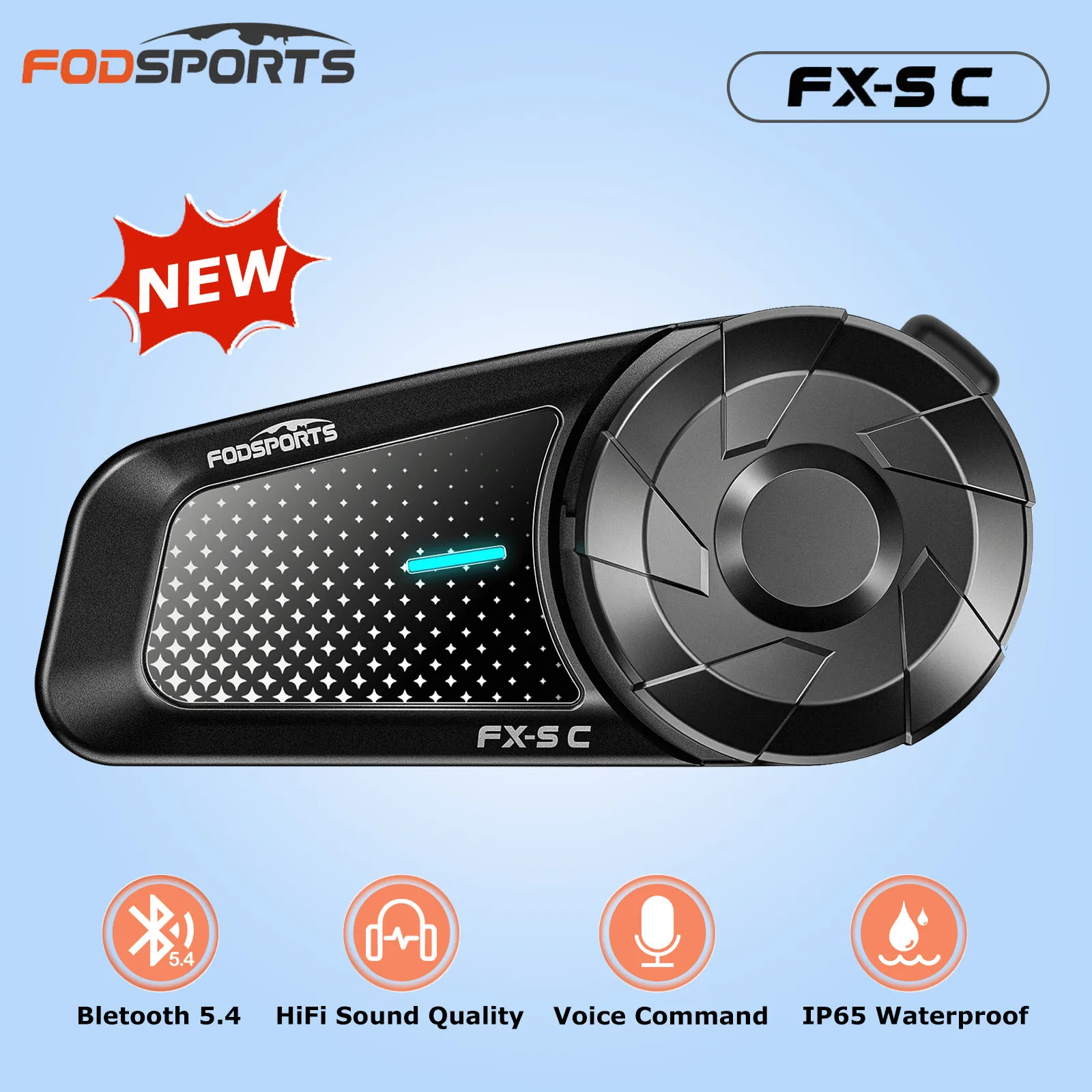 Fodsports FX-S C Helm-Bluetooth-Headset, BT5.4, Motorradhelm-Headsets, Bluetooth-Kopfhörer
