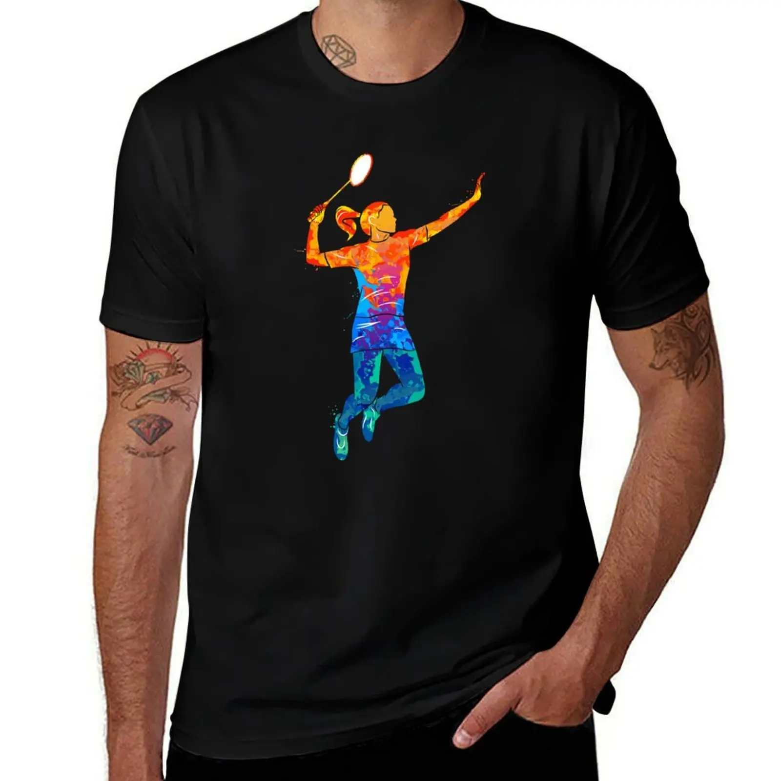 

Badminton player abstract T-Shirt man clothes Personalized t-shirt luxury t-shirt plain white t shirts men
