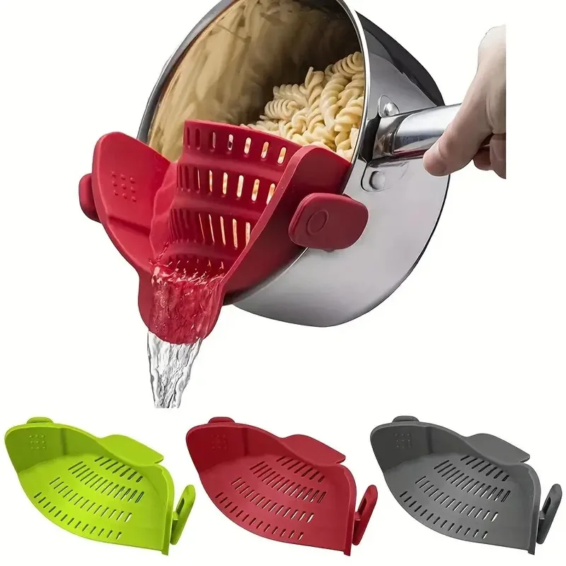 

Universal Silicone Clip on Pan Pot Strainer Anti Spill Pasta Pot Strainer Food Grade Fruit Colander for Pasta Fruit Vegetable