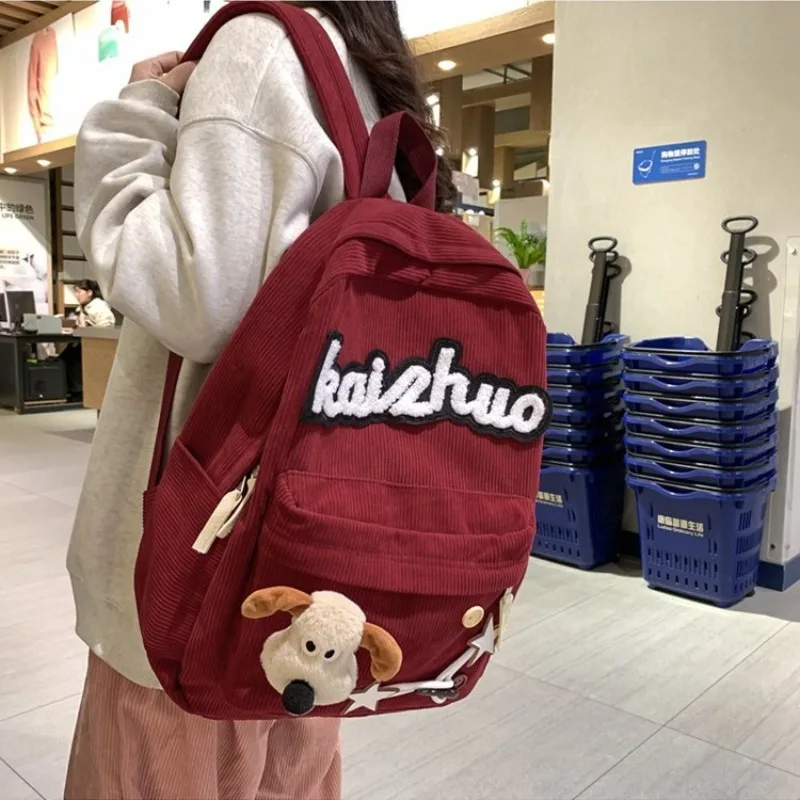 

Versatile Corduroy Backpack Cute Backpack Large Capacity Carton Backpack Children Backpacks for Boy School Bag Designer Bags Sac