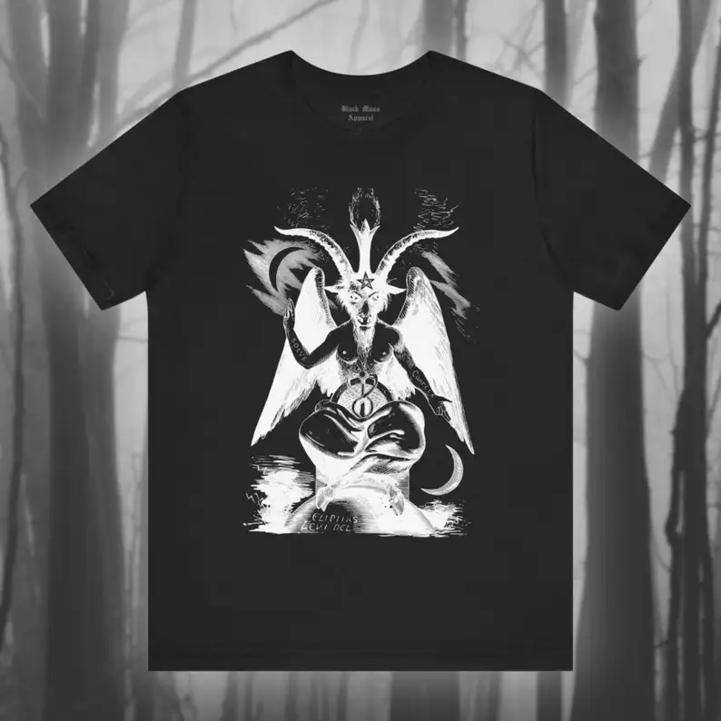 Baphomet, Eliphas Levi Art, Sabbatic Goat Shirt, Demon Tshirt, Gothic, Witchcraft, Occult, Black Magic Unisex Jersey Short