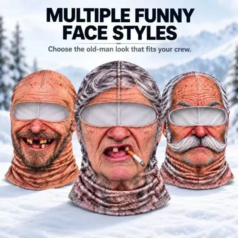 3D Funny Print Balaclava Thermal Face Mask Breathable Stretch Ski Mask for Winter Cycling Skiing Snowboarding Outdoor Sports
