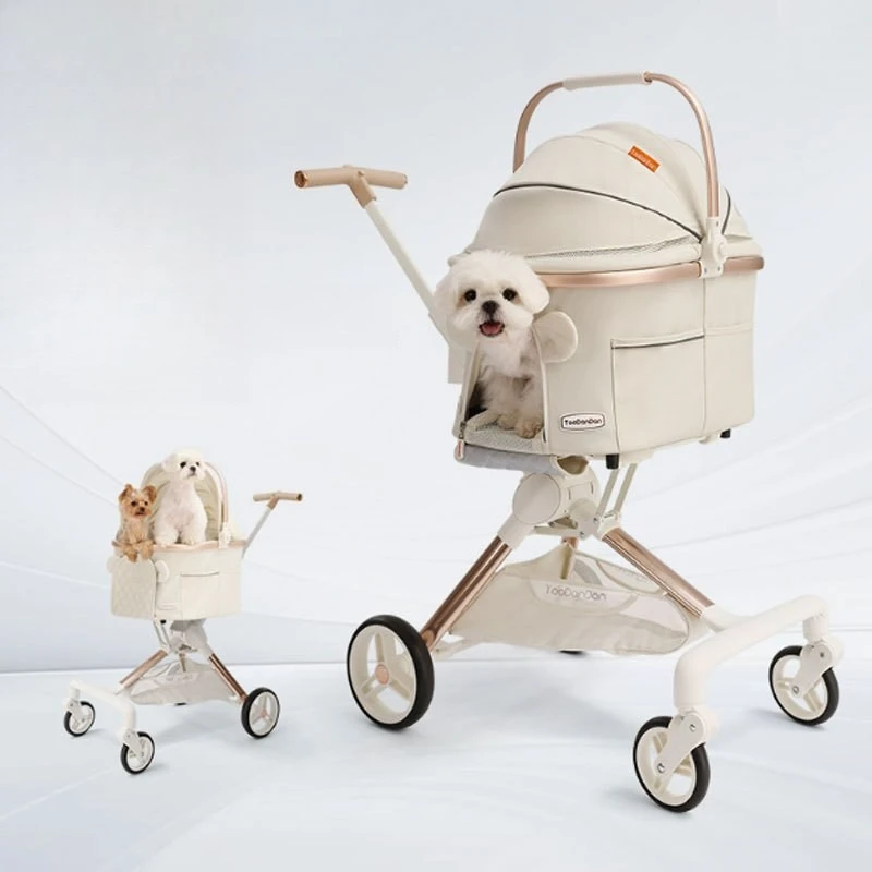 

Lightweight Foldable Pet Strolle Puppy Transporter Outdoor Travel Walking Cart Detachable Small Medium Cat Dog Carriers Supplies